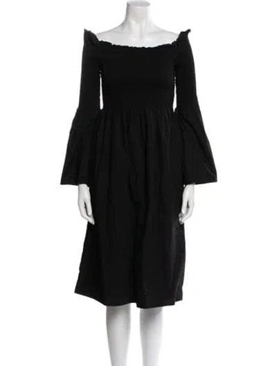 Pre-owned Shaina Mote Bateau Neckline Knee-length Dress In Black