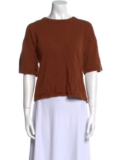 Pre-owned Shaina Mote Bateau Neckline Short Sleeve Crop Top In Brown