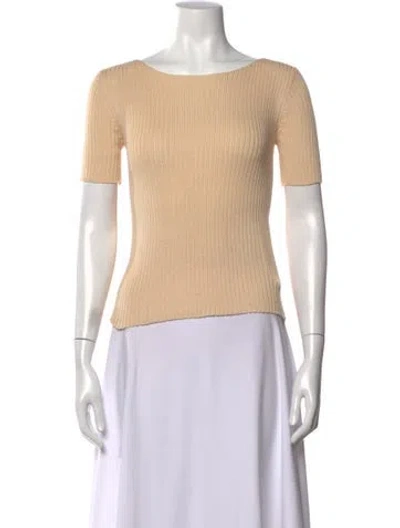Pre-owned Shaina Mote Bateau Neckline Short Sleeve Top In Neutrals