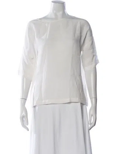 Pre-owned Shaina Mote Bateau Neckline Three-quarter Sleeve Top In White