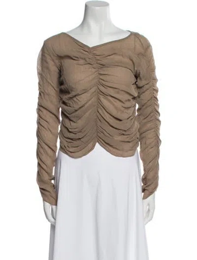 Pre-owned Shaina Mote Cowl Neck Long Sleeve Top In Neutral