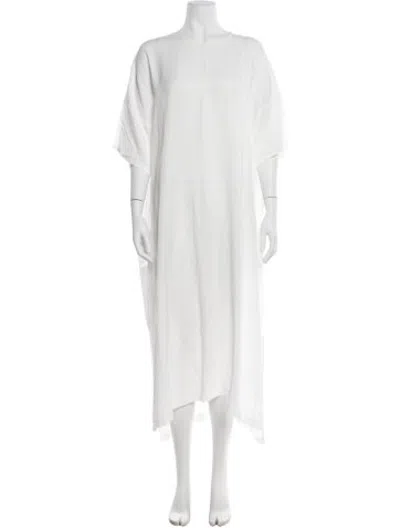 Pre-owned Shaina Mote Crew Neck Long Dress In White