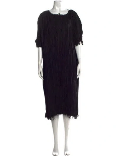 Pre-owned Shaina Mote Crew Neck Midi Length Dress In Black
