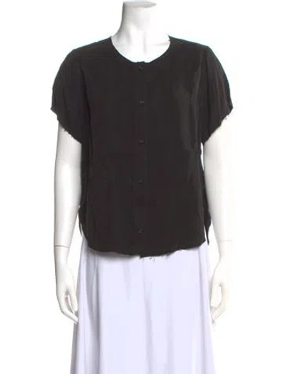 Pre-owned Shaina Mote Crew Neck Short Sleeve Blouse In Black