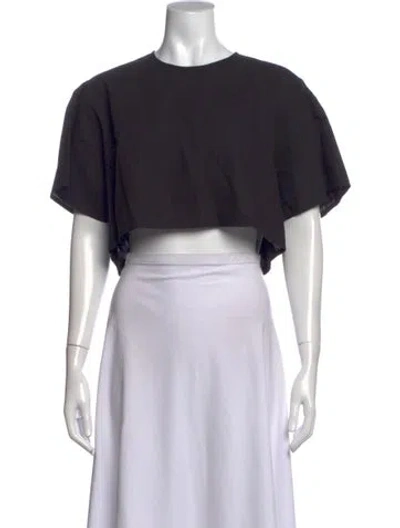 Pre-owned Shaina Mote Crew Neck Short Sleeve Crop Top In Black