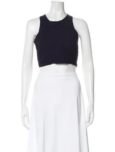 Pre-owned Shaina Mote Crew Neck Sleeveless Crop Top In Black