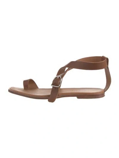 Pre-owned Shaina Mote Leather Slingback Sandals In Brown