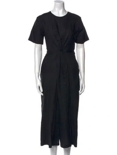 Pre-owned Shaina Mote Linen Scoop Neck Jumpsuit In Black