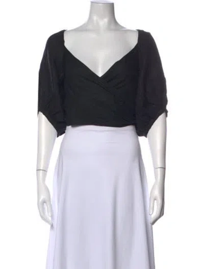 Pre-owned Shaina Mote Linen V-neck Top In Blue