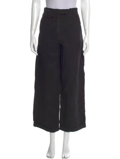 Pre-owned Shaina Mote Linen Wide Leg Pants In Black
