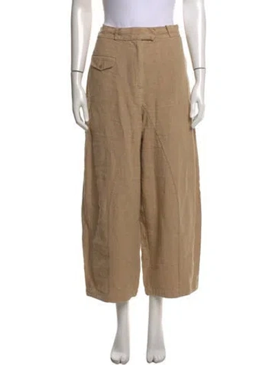 Pre-owned Shaina Mote Linen Wide Leg Pants In Neutrals