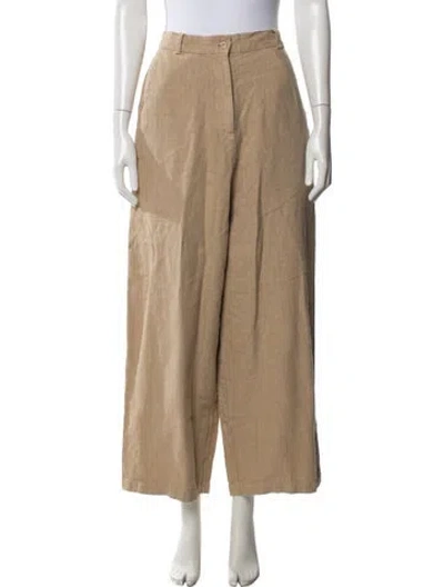 Pre-owned Shaina Mote Linen Wide Leg Pants In Neutrals