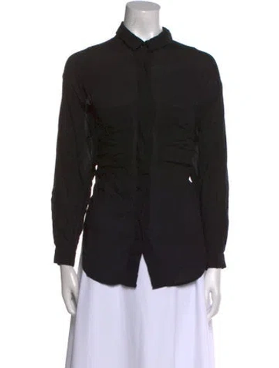 Pre-owned Shaina Mote Long Sleeve Button-up Top In Black