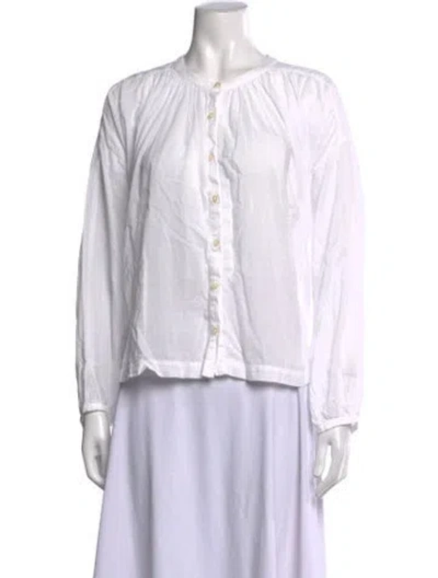 Pre-owned Shaina Mote Long Sleeve Button-up Top In White