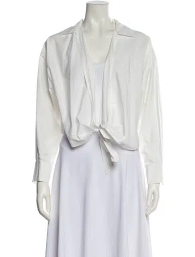 Pre-owned Shaina Mote Long Sleeve Crop Top In White