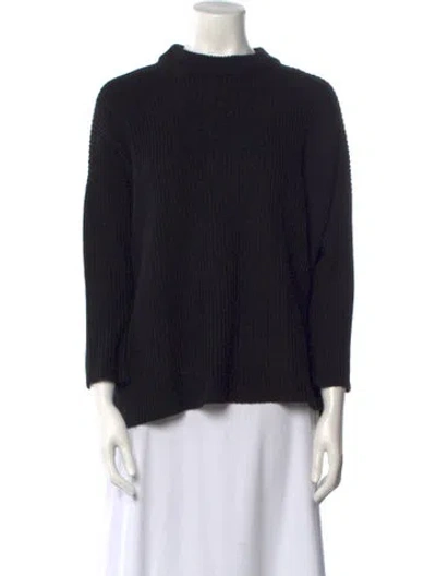 Pre-owned Shaina Mote Merino Wool Mock Neck Sweater In Black