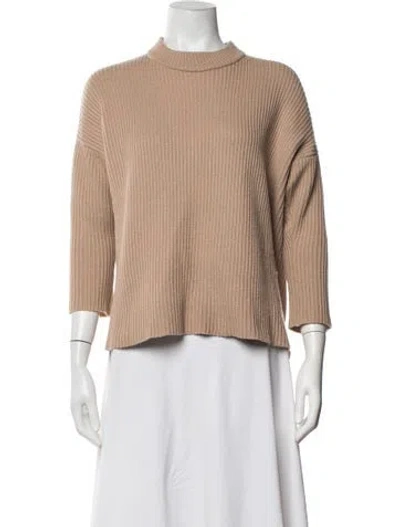Pre-owned Shaina Mote Merino Wool Mock Neck Sweater In Neutrals