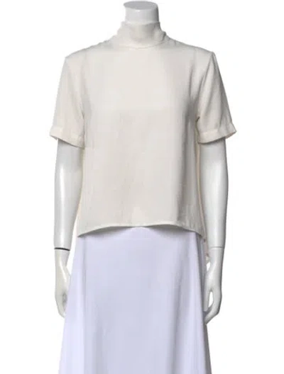 Pre-owned Shaina Mote Mock Neck Short Sleeve Crop Top In Neutral