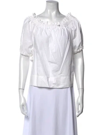 Pre-owned Shaina Mote Off-the-shoulder Short Sleeve Top In White