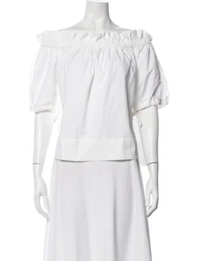 Pre-owned Shaina Mote Off-the-shoulder Short Sleeve Top In White