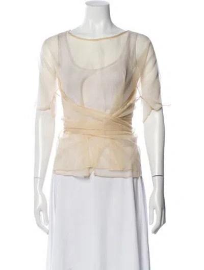 Pre-owned Shaina Mote Silk Crew Neck Top In Neutral