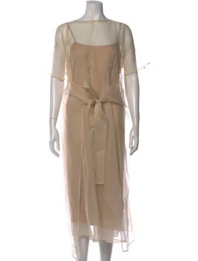 Pre-owned Shaina Mote Silk Midi Length Dress In Neutral