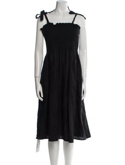 Pre-owned Shaina Mote Square Neckline Midi Length Dress In Black