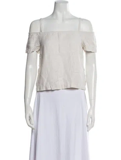 Pre-owned Shaina Mote Square Neckline Short Sleeve Crop Top In Neutral