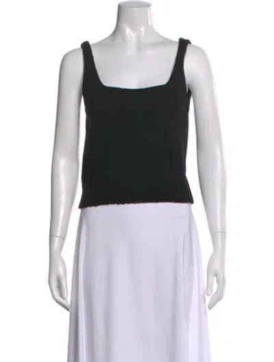 Pre-owned Shaina Mote Square Neckline Sleeveless Crop Top In Black