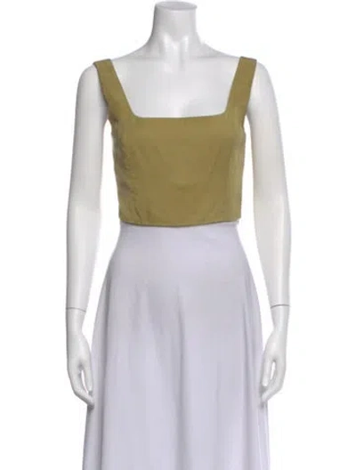 Pre-owned Shaina Mote Square Neckline Sleeveless Crop Top In Green