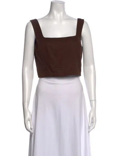 Pre-owned Shaina Mote Square Neckline Sleeveless Crop Top In Neutrals
