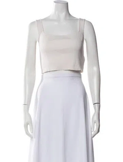 Pre-owned Shaina Mote Square Neckline Sleeveless Crop Top In Neutrals