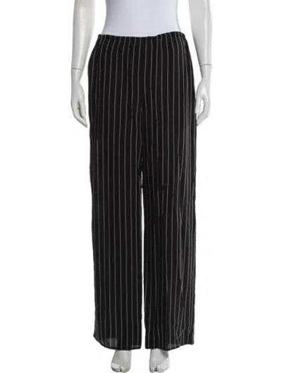 Pre-owned Shaina Mote Striped Wide Leg Pants In Black