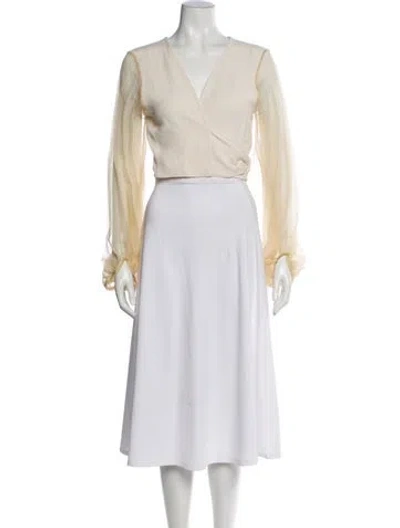 Pre-owned Shaina Mote V-neck Long Sleeve Blouse In Neutral