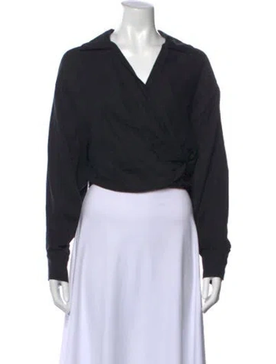 Pre-owned Shaina Mote V-neck Long Sleeve Top In Black