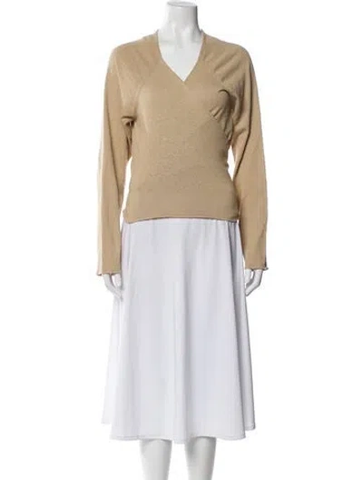 Pre-owned Shaina Mote V-neck Long Sleeve Top In Neutral