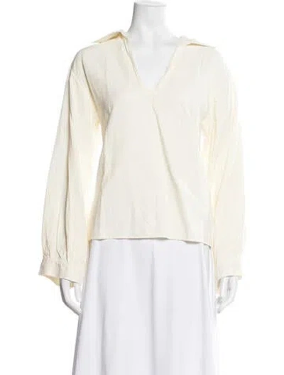 Pre-owned Shaina Mote V-neck Long Sleeve Top In Neutrals