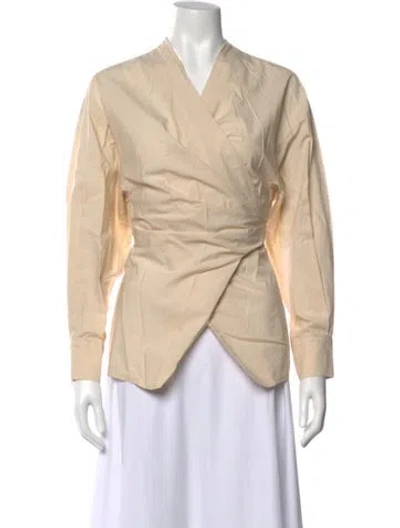 Pre-owned Shaina Mote V-neck Long Sleeve Top In Neutrals
