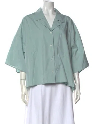 Pre-owned Shaina Mote V-neck Short Sleeve Top In Green