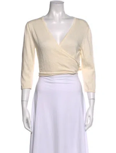 Pre-owned Shaina Mote V-neck Three-quarter Sleeve Top In Neutral