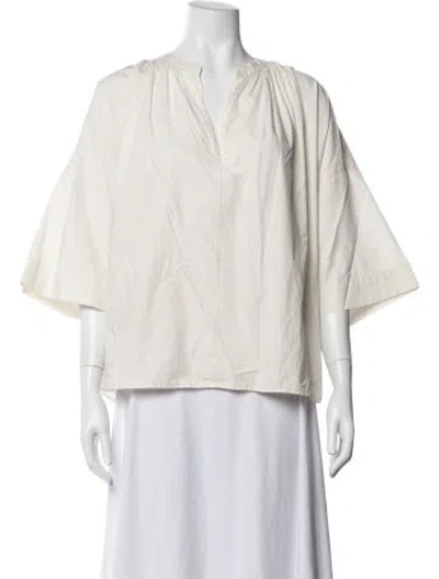 Pre-owned Shaina Mote V-neck Three-quarter Sleeve Top In Neutrals