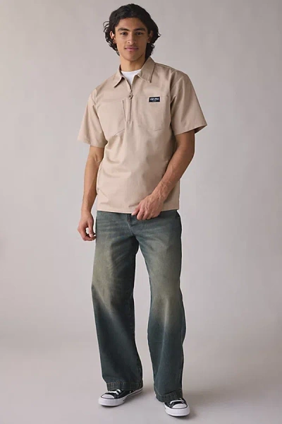 Shaka Wear Short Sleeve Work Shirt Top In Tan, Men's At Urban Outfitters In Brown