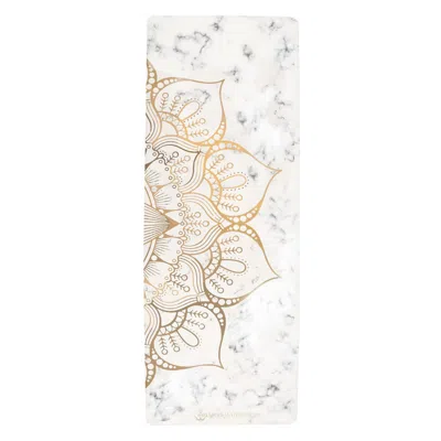 Shakti Warrior Women's Gold / White Recycled Pu Yoga Mat - Lotus In Gold/white