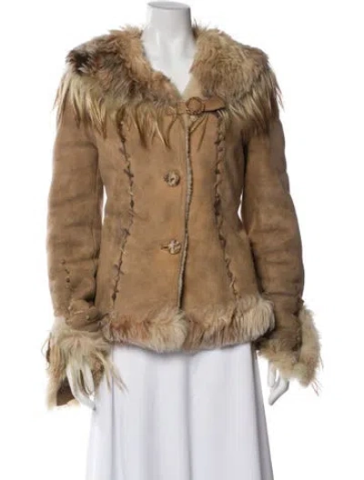 Pre-owned Shaky Shearling Fur Jacket In Neutral