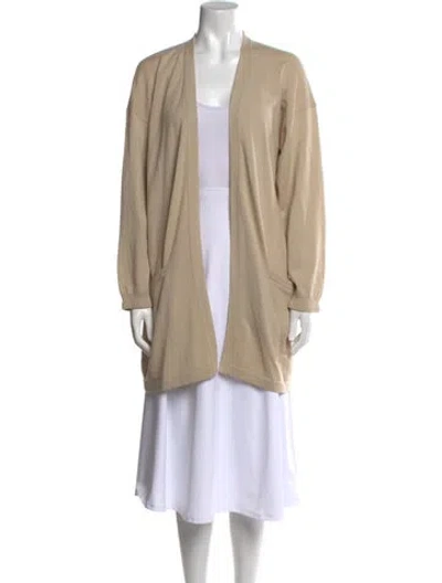 Pre-owned Shamask Cashmere Open Front Sweater In Neutral
