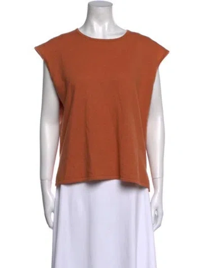 Pre-owned Shamask Cashmere Scoop Neck Sweater In Orange