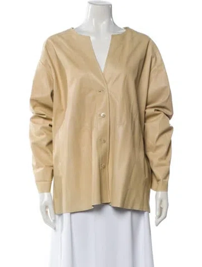 Pre-owned Shamask Leather Jacket In Neutral