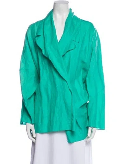 Pre-owned Shamask Linen Blazer In Green