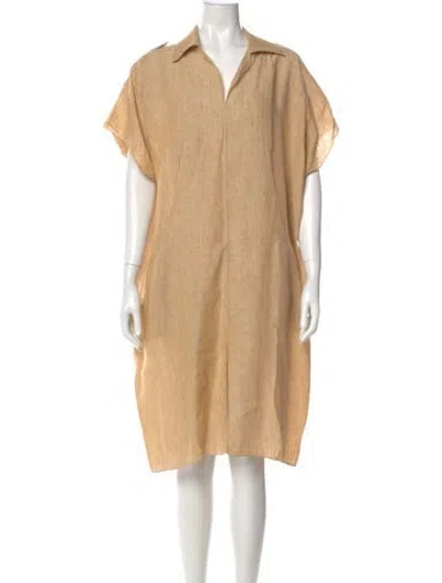 Pre-owned Shamask Linen Knee-length Dress In Neutral