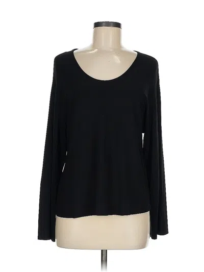 Pre-owned Shamask Long Sleeve Top Black Solid Pattern Scoop Neck Tops